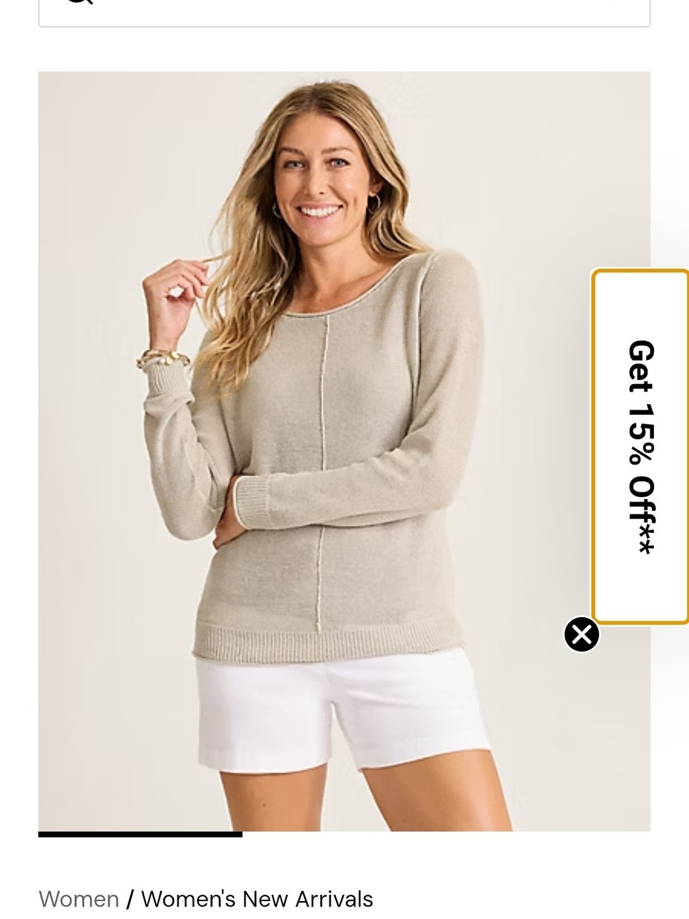 Tommy Bahama 100% Linen Cream Crewneck Sweater with Center Seam